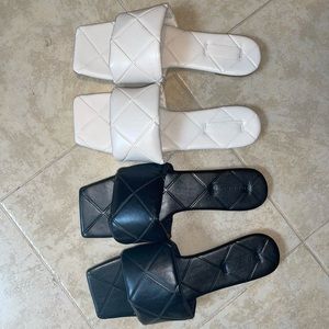 2 pair of square toe sandals